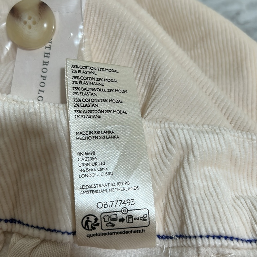 MAEVE BY ANTROPOLOGY WOMEN THE COLETTE RIBBED WIDE LEG PANT CREAM Sz 32 NEW - Picture 11 of 12